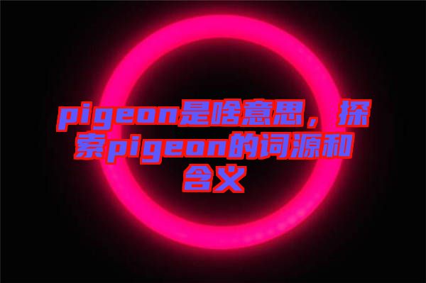 pigeon是啥意思，探索pigeon的詞源和含義