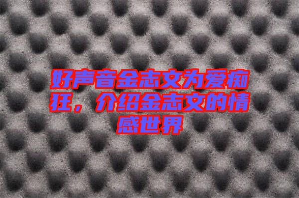 好聲音金志文為愛癡狂，介紹金志文的情感世界