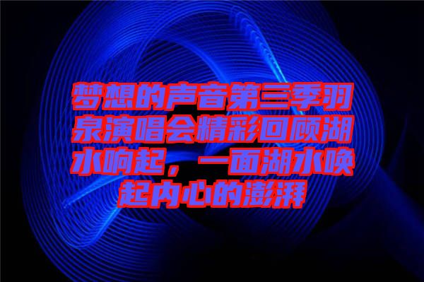 夢想的聲音第三季羽泉演唱會精彩回顧湖水響起，一面湖水喚起內(nèi)心的澎湃
