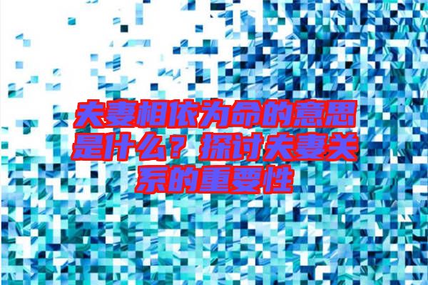 夫妻相依為命的意思是什么？探討夫妻關(guān)系的重要性