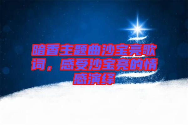 暗香主題曲沙寶亮歌詞，感受沙寶亮的情感演繹
