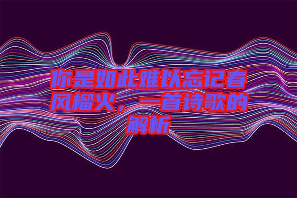 你是如此難以忘記春風(fēng)榴火，一首詩歌的解析