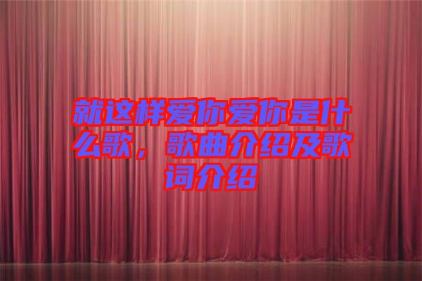 就這樣愛你愛你是什么歌，歌曲介紹及歌詞介紹