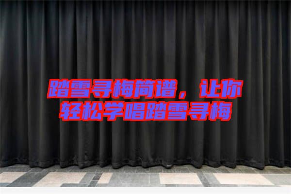 踏雪尋梅簡譜，讓你輕松學(xué)唱踏雪尋梅