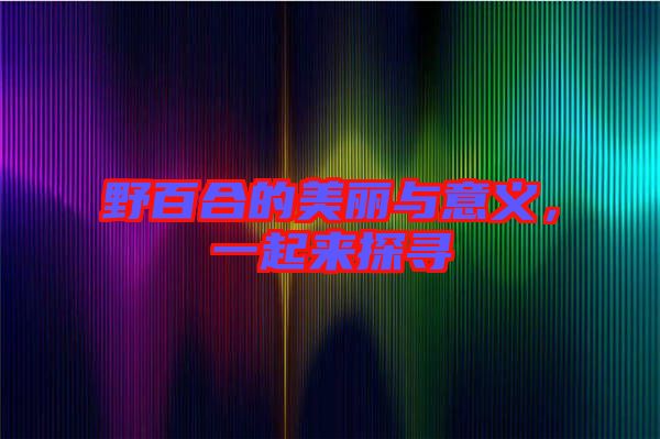 野百合的美麗與意義，一起來探尋