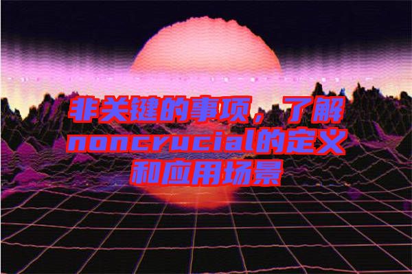 非關(guān)鍵的事項(xiàng)，了解noncrucial的定義和應(yīng)用場景