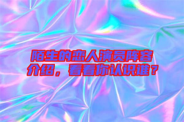 陌生的戀人演員陣容介紹，看看你認(rèn)識(shí)誰(shuí)？