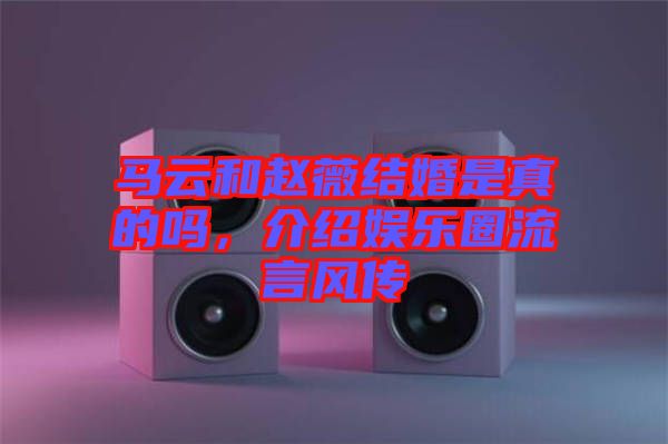 馬云和趙薇結(jié)婚是真的嗎，介紹娛樂圈流言風(fēng)傳