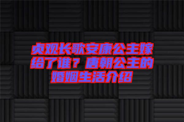 貞觀長歌安康公主嫁給了誰？唐朝公主的婚姻生活介紹