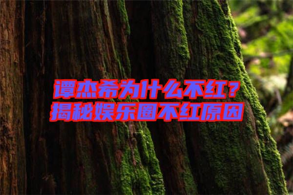 譚杰希為什么不紅？揭秘娛樂圈不紅原因