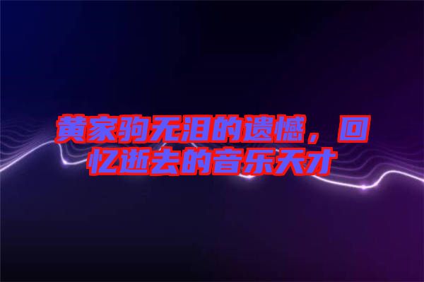 黃家駒無(wú)淚的遺憾，回憶逝去的音樂(lè)天才
