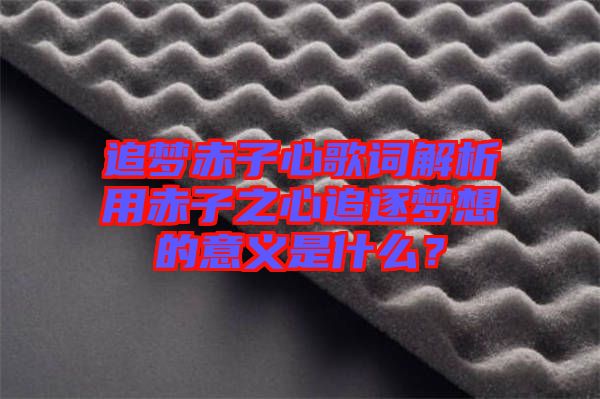 追夢赤子心歌詞解析用赤子之心追逐夢想的意義是什么？