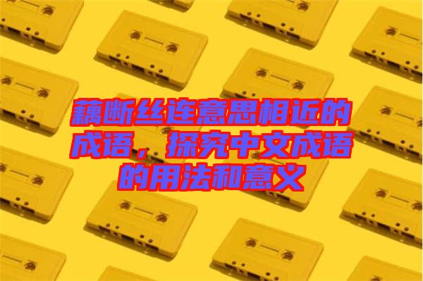 藕斷絲連意思相近的成語，探究中文成語的用法和意義