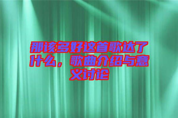 那該多好這首歌達(dá)了什么，歌曲介紹與意義討論