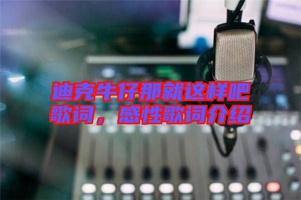 迪克牛仔那就這樣吧歌詞，感性歌詞介紹