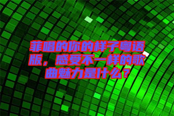 菲唱的你的樣子粵語(yǔ)版，感受不一樣的歌曲魅力是什么？