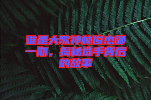 誰(shuí)是大歌神林俊杰哪一期，揭秘選手背后的故事