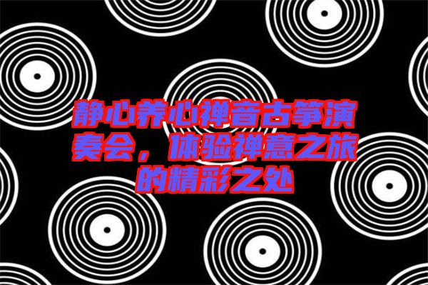 靜心養(yǎng)心禪音古箏演奏會(huì)，體驗(yàn)禪意之旅的精彩之處