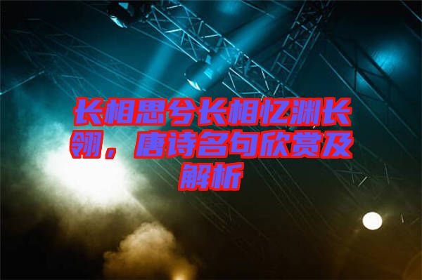長(zhǎng)相思兮長(zhǎng)相憶淵長(zhǎng)翎，唐詩(shī)名句欣賞及解析