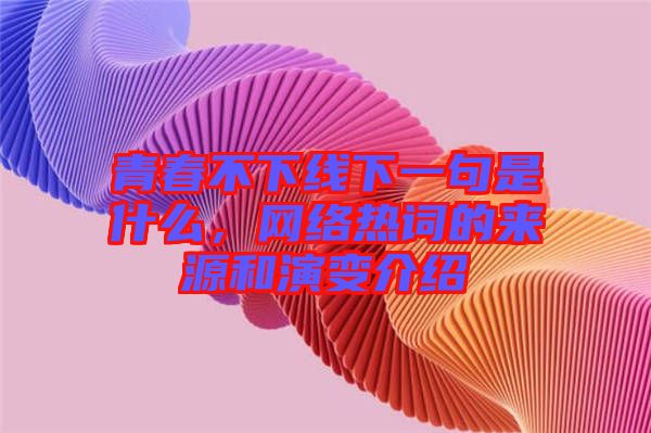 青春不下線下一句是什么，網(wǎng)絡(luò)熱詞的來源和演變介紹