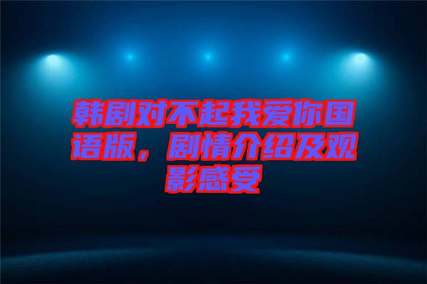 韓劇對不起我愛你國語版，劇情介紹及觀影感受