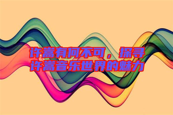 許嵩有何不可，探尋許嵩音樂(lè)世界的魅力