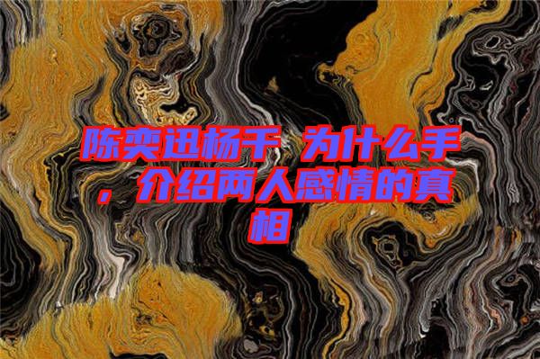 陳奕迅楊千嬅為什么手，介紹兩人感情的真相