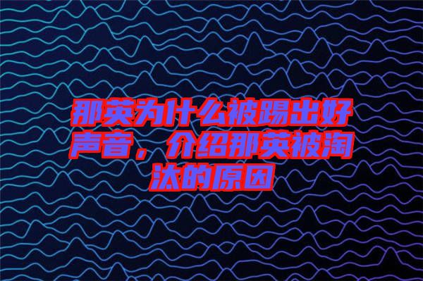 那英為什么被踢出好聲音，介紹那英被淘汰的原因
