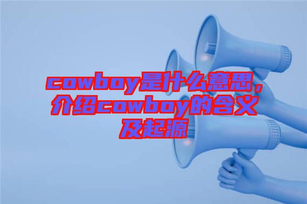cowboy是什么意思，介紹cowboy的含義及起源