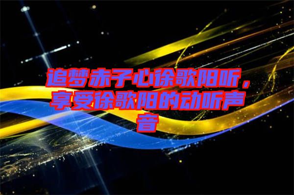 追夢赤子心徐歌陽聽，享受徐歌陽的動聽聲音