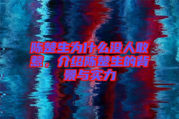 陳楚生為什么沒人敢惹，介紹陳楚生的背景與實(shí)力