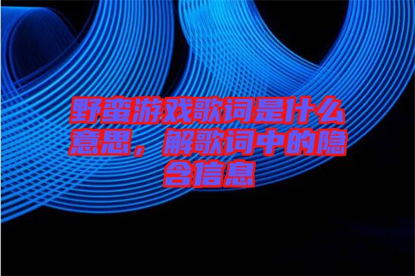 野蠻游戲歌詞是什么意思，解歌詞中的隱含信息