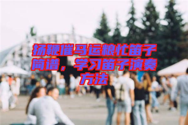 揚鞭催馬運糧忙笛子簡譜，學習笛子演奏方法